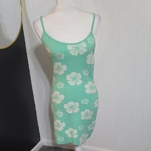American Eagle Outfitters Mint Green Floral Mini Dress